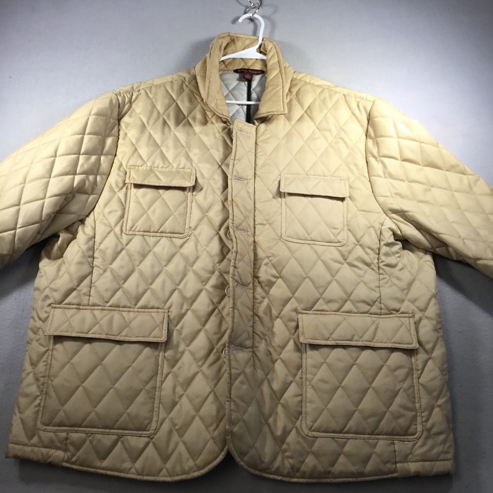 Paulo Solari Mens 4XL Quilted Field Jacket Tan Beige Water Repellent Puffer Coat